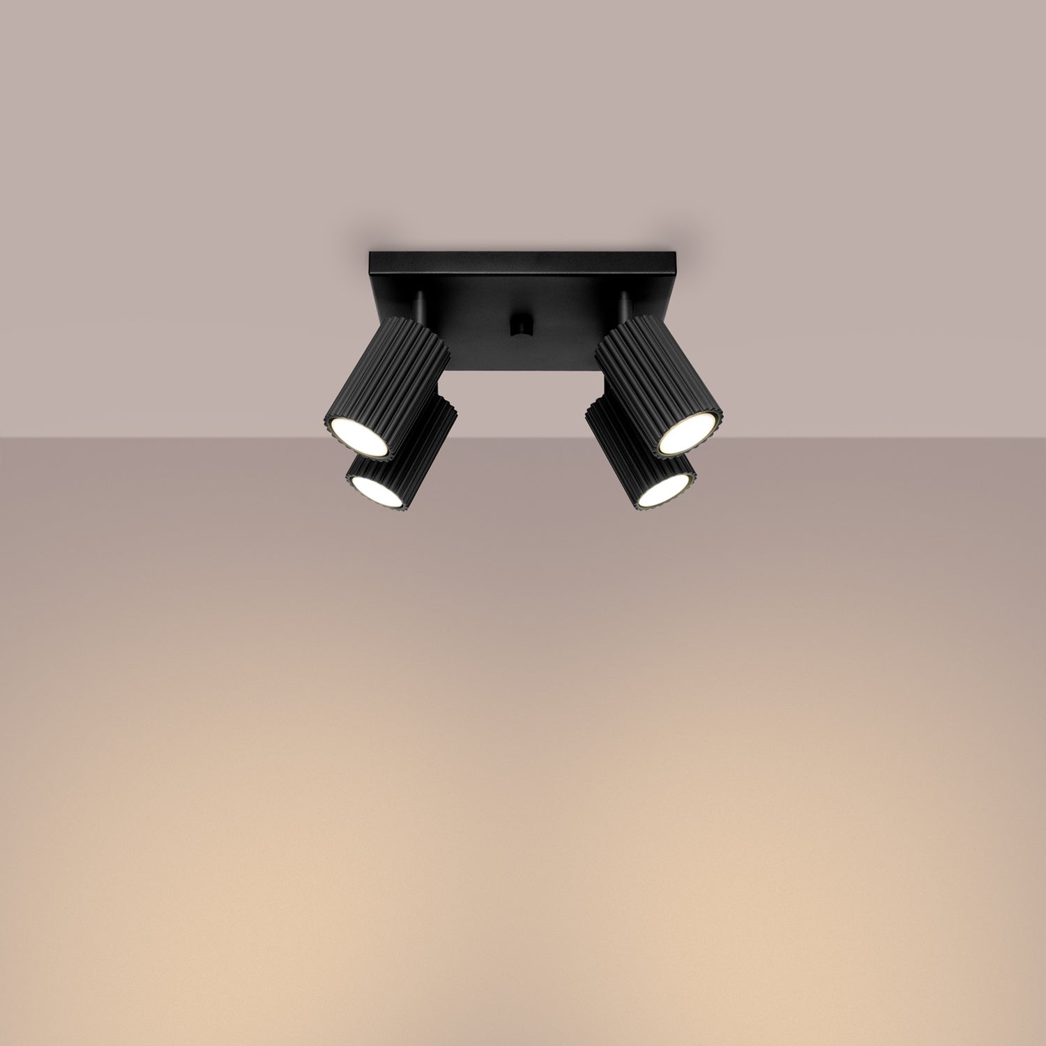 Quad Ribbed Spotlight Cluster - 4 Light GU10 Adjustable Ceiling Living Room