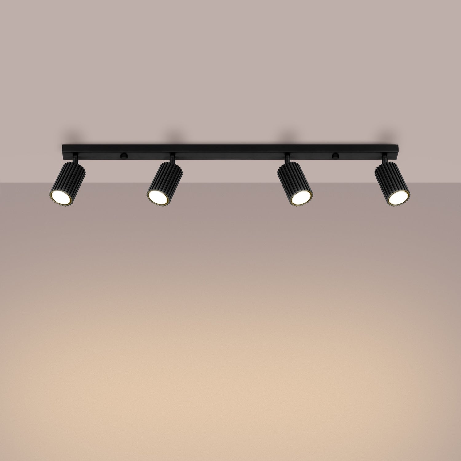 Four Light Ribbed Spotlight Bar - GU10 Linear Track Ceiling Kitchen Island
