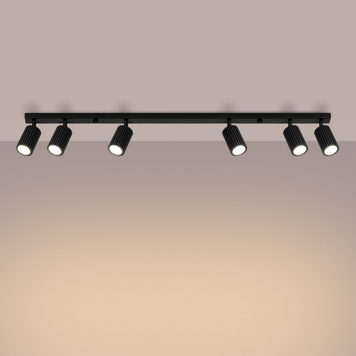 Six Light Ribbed Spotlight Bar - GU10 Linear Track Ceiling Living Room Long
