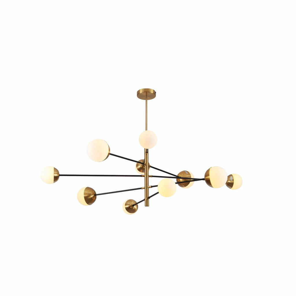 10 Opal Globe Nordic Chandelier - Gold Sputnik Sphere G9 Statement Ceiling Light