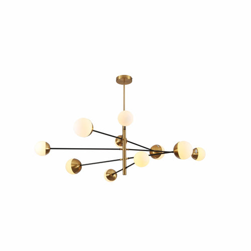 10 Opal Globe Nordic Chandelier - Gold Sputnik Sphere G9 Statement Ceiling Light