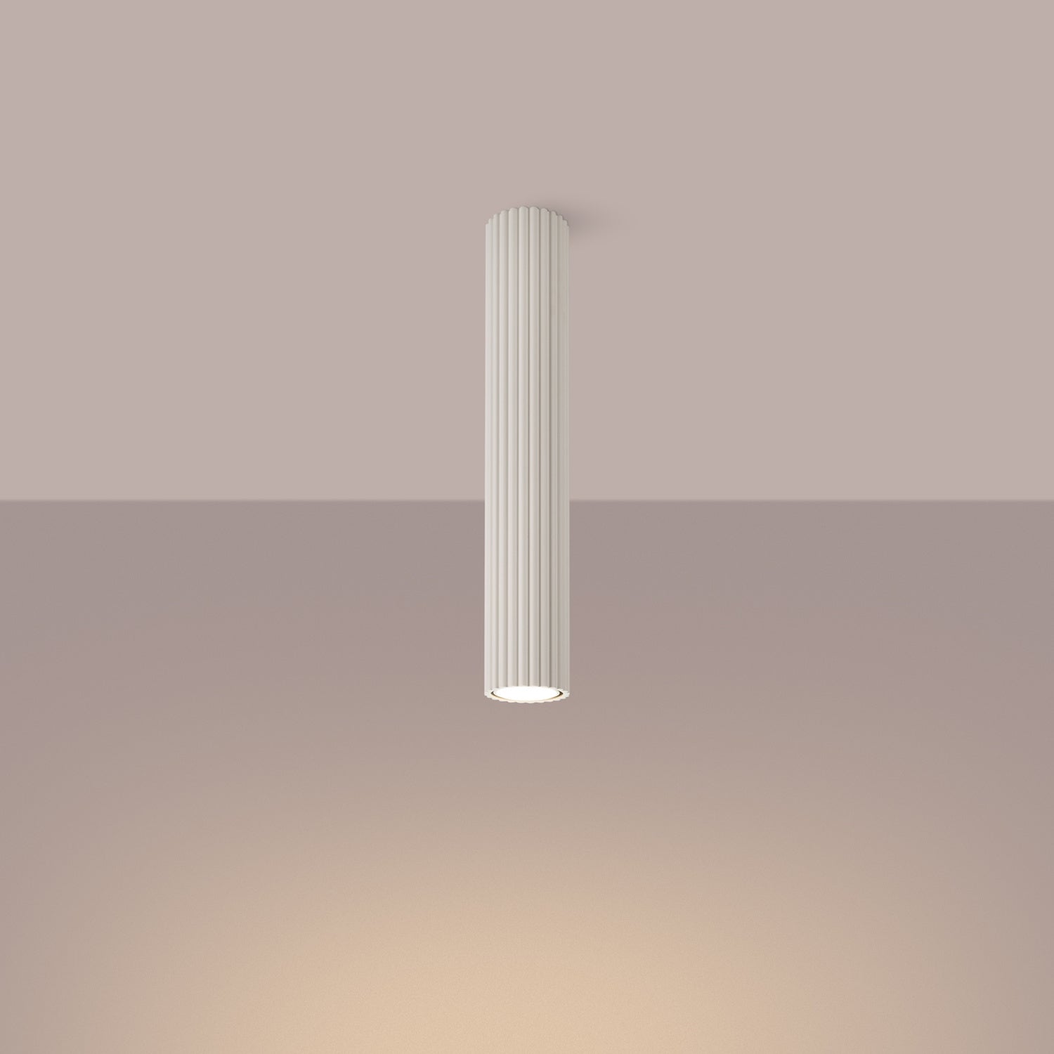 Extra Tall Ribbed Cylinder Ceiling Light - GU10 Surface Spotlight Modern