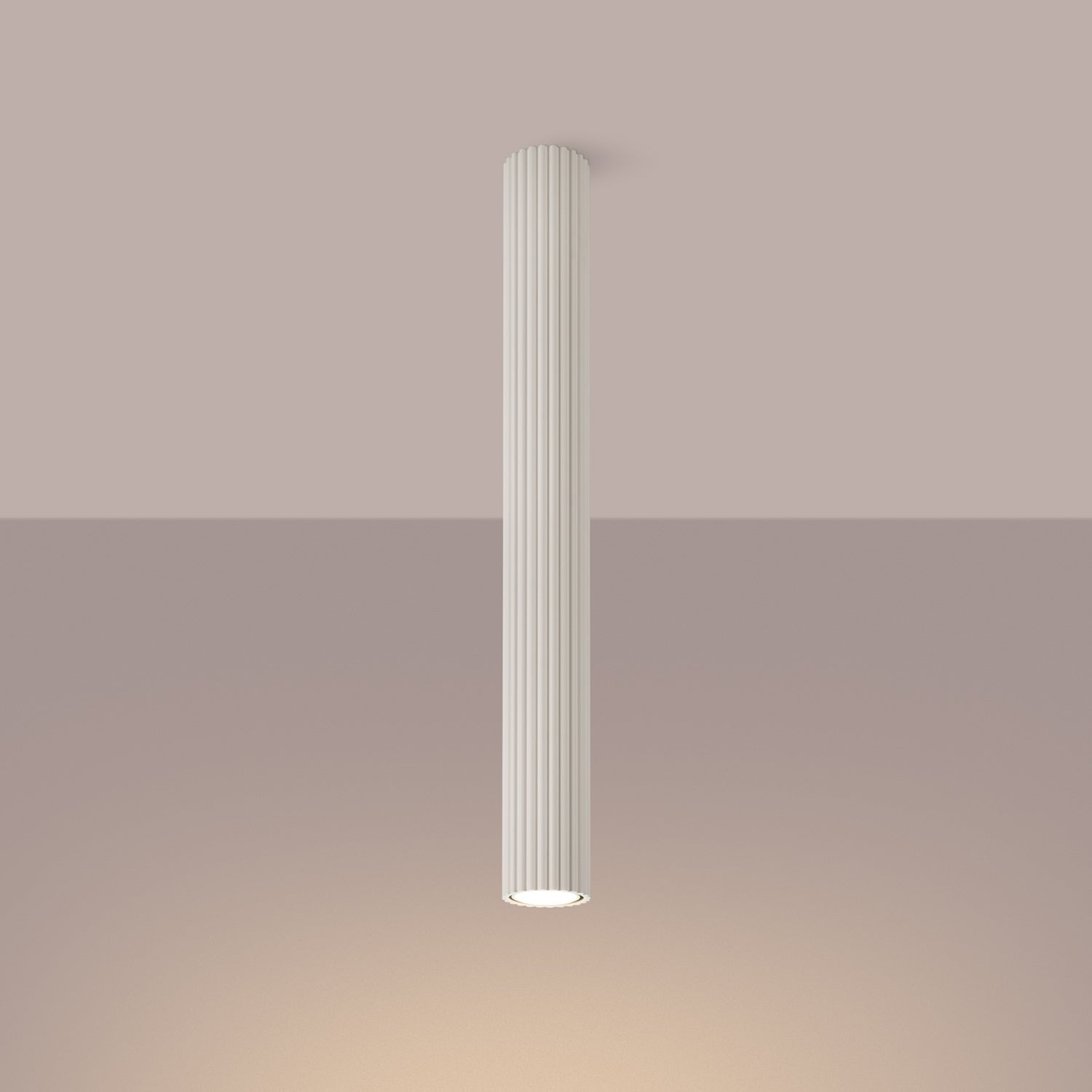 Pillar Ribbed Cylinder Ceiling Light 60cm - GU10 Statement Surface Downlight