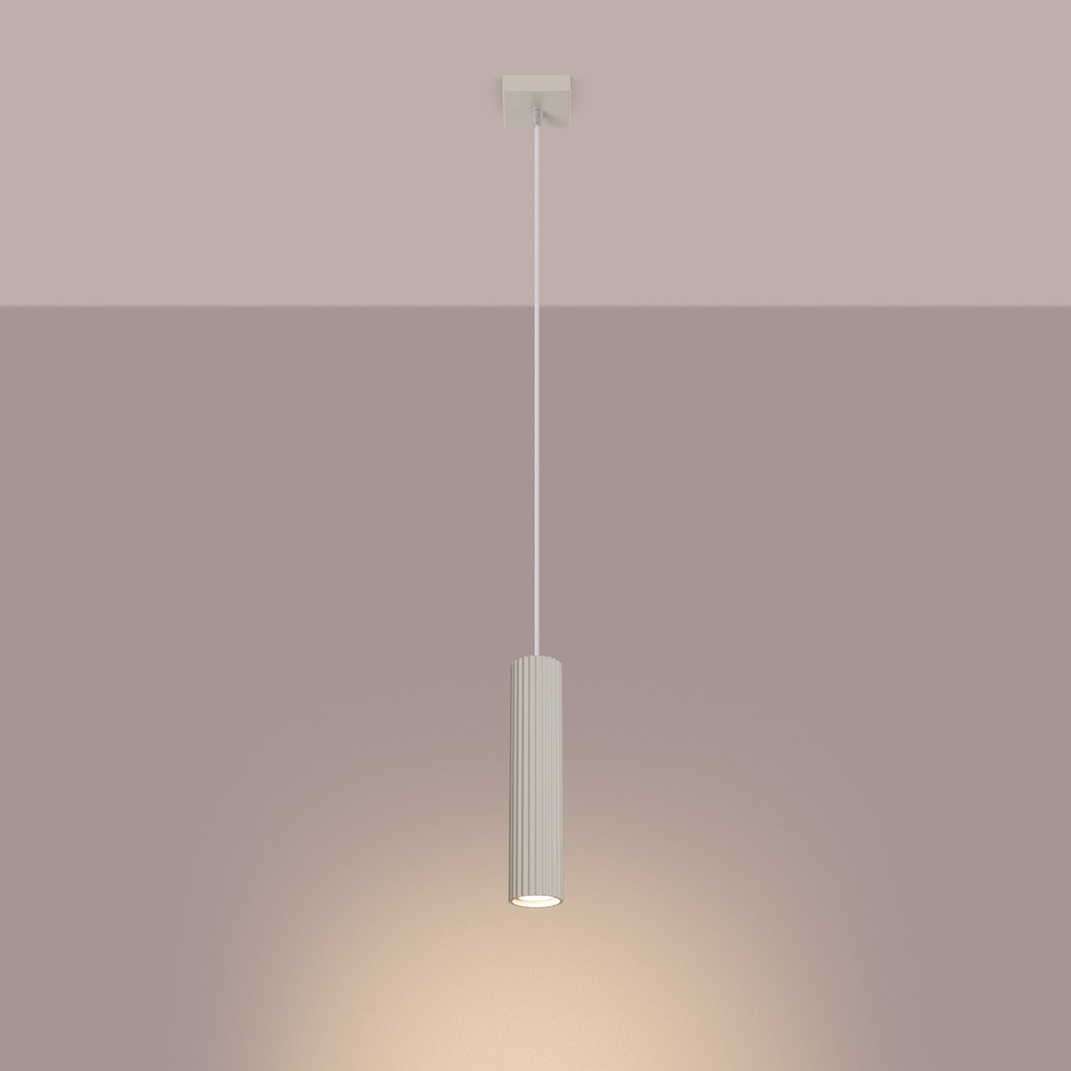 Ribbed Cylinder Pendant Light - GU10 Hanging Spotlight Kitchen Island Bedside