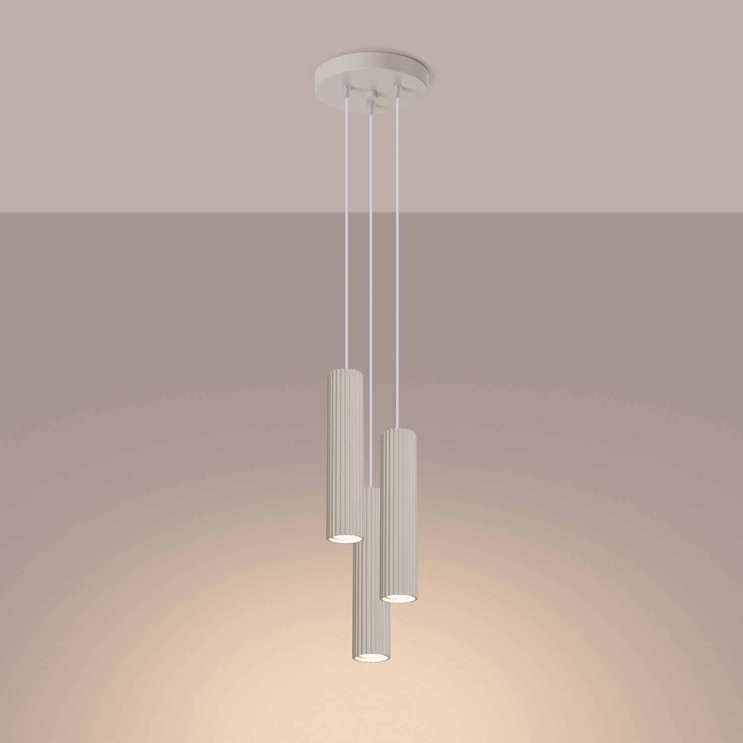 Triple Ribbed Pendant Cluster - 3 Light GU10 Hanging Dining Table Spotlight