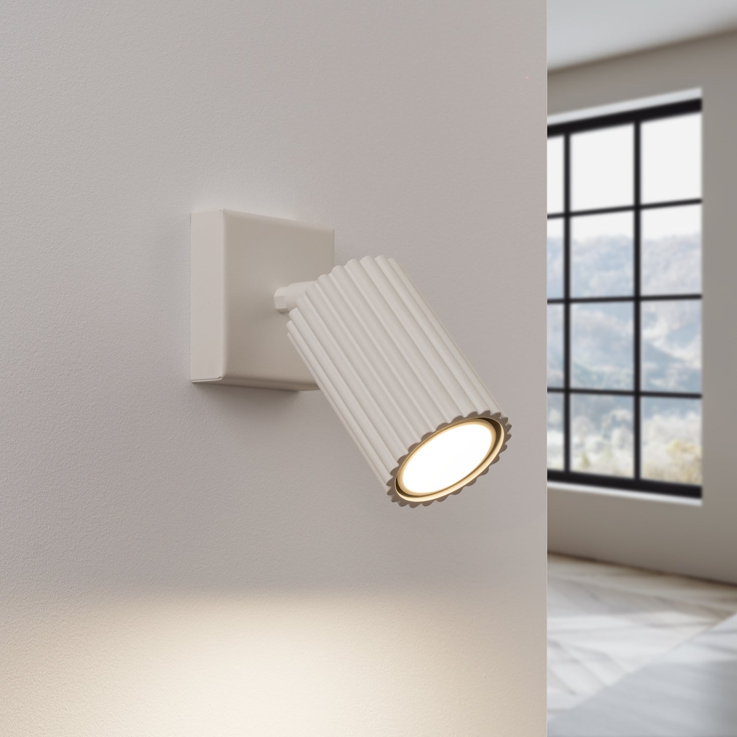 Ribbed Tube Wall Light - Adjustable GU10 Spotlight Bedside Reading Lamp