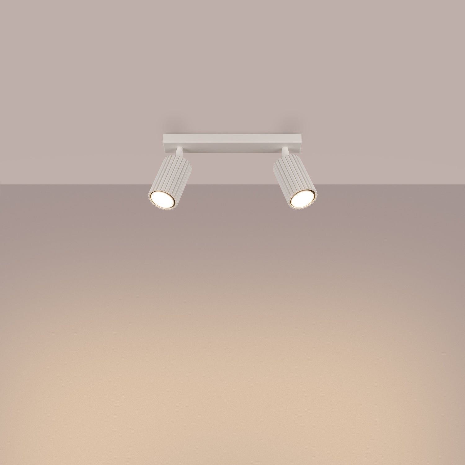 Twin Ribbed Surface Spotlight - 2 Light GU10 Adjustable Ceiling Bar Kitchen