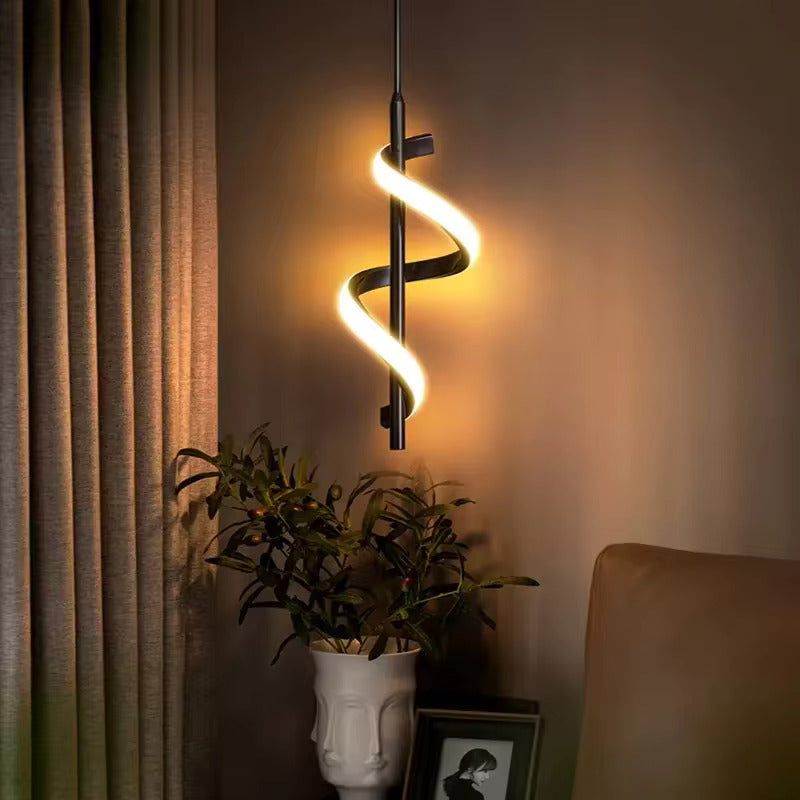 Twisted LED Pendant Light Black Gold Modern Ceiling Light UK