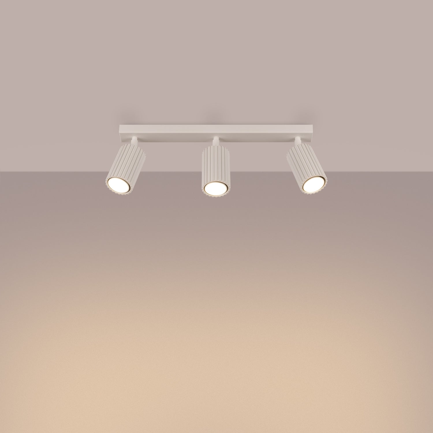 Triple Ribbed Spotlight Bar - 3 Light GU10 Linear Adjustable Ceiling Kitchen