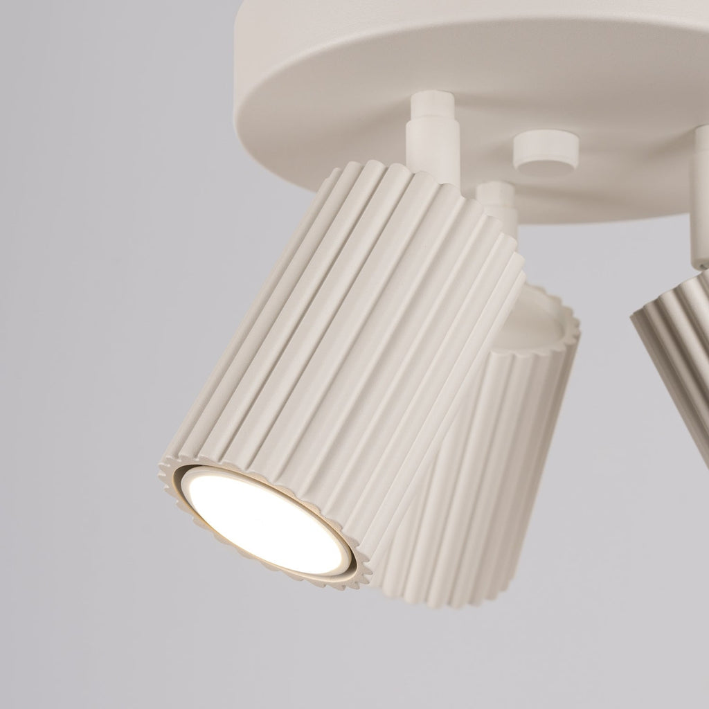 Triple Ribbed Spotlight Cluster - 3 Light GU10 Square Adjustable Ceiling