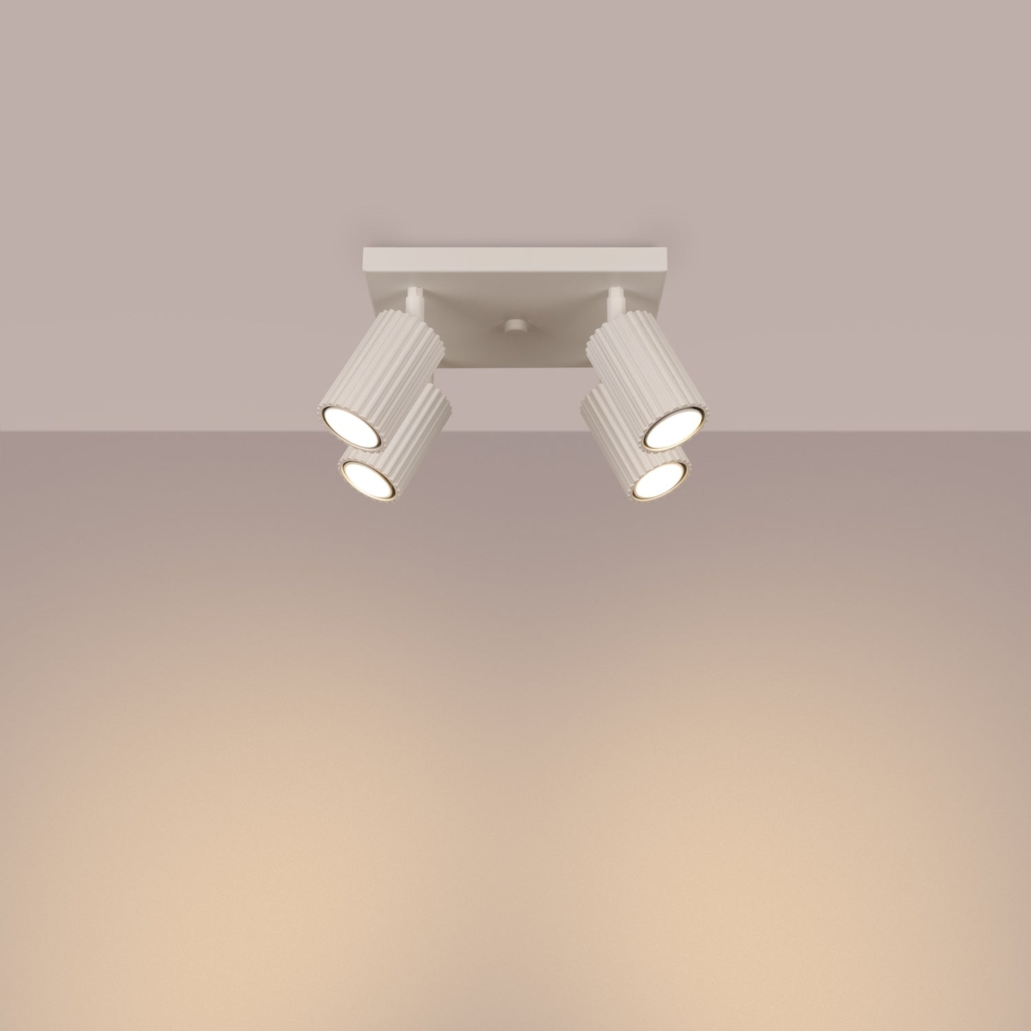 Quad Ribbed Spotlight Cluster - 4 Light GU10 Adjustable Ceiling Living Room