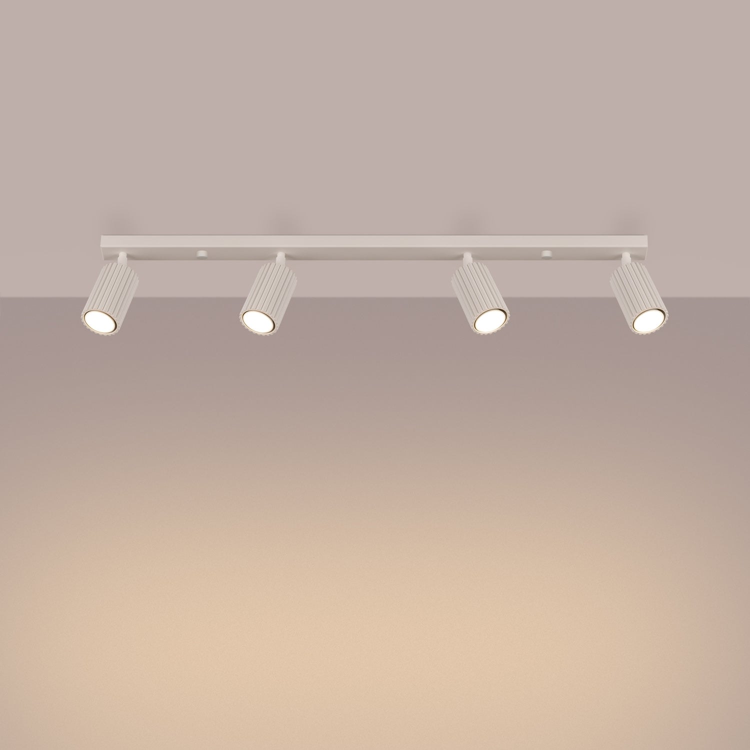 Four Light Ribbed Spotlight Bar - GU10 Linear Track Ceiling Kitchen Island