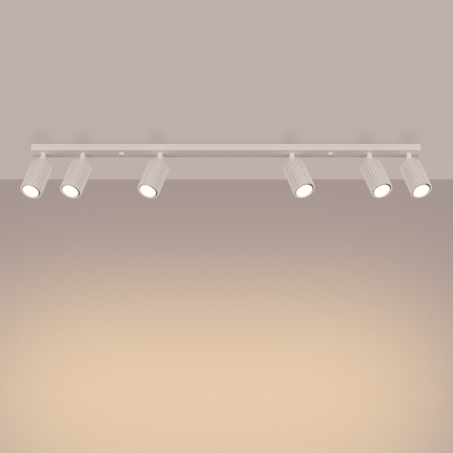 Six Light Ribbed Spotlight Bar - GU10 Linear Track Ceiling Living Room Long