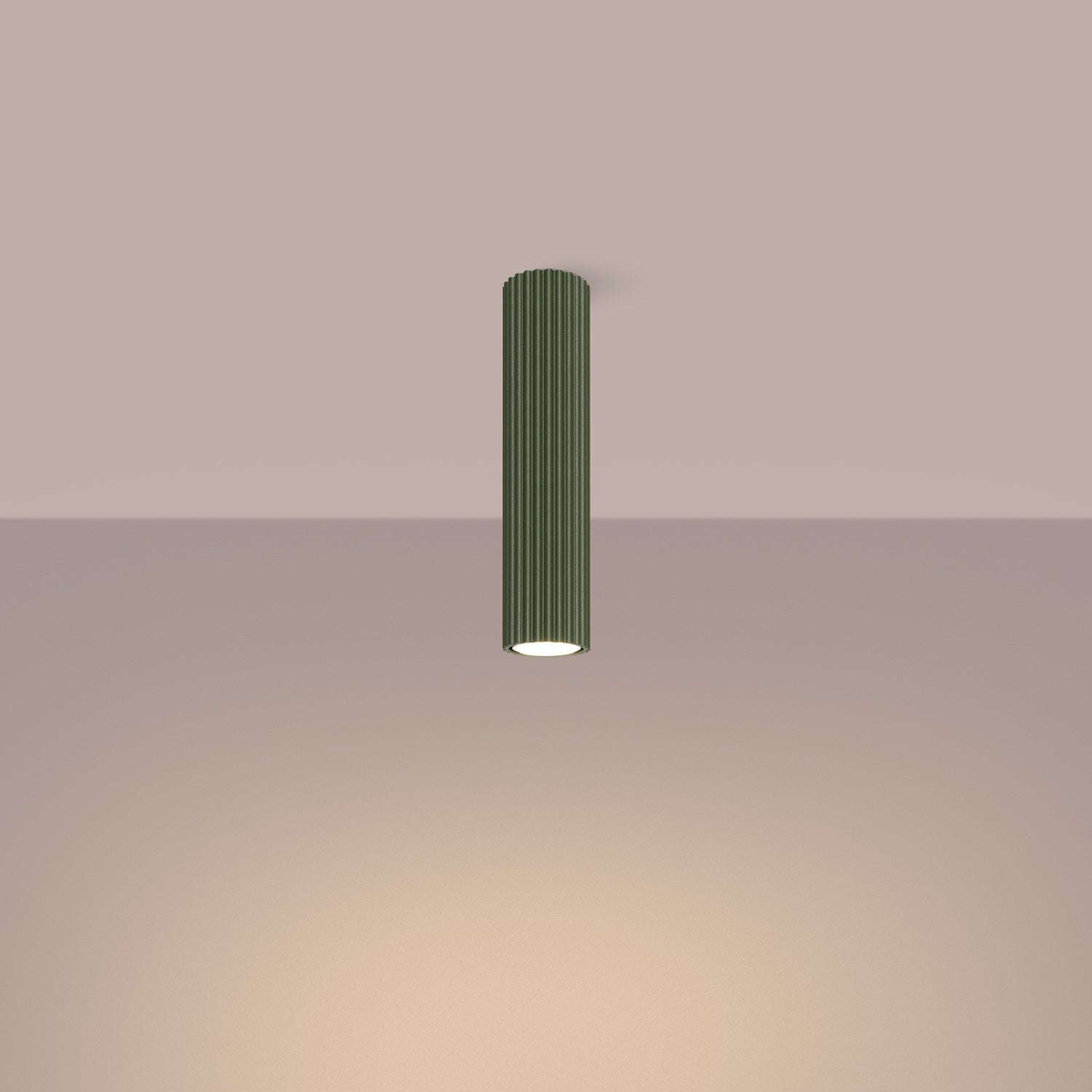 Tall Ribbed Cylinder Ceiling Spotlight - GU10 Surface Downlight Hallway