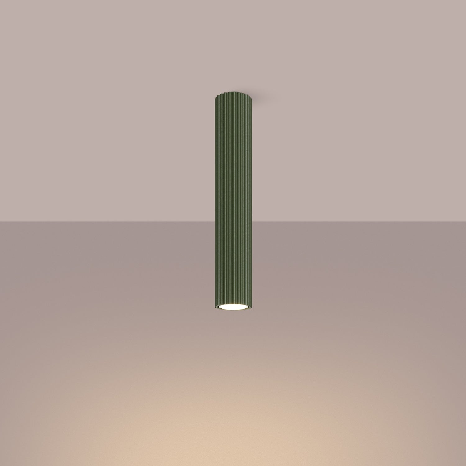 Extra Tall Ribbed Cylinder Ceiling Light - GU10 Surface Spotlight Modern