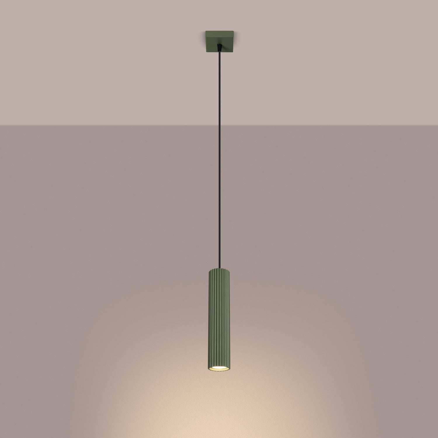 Ribbed Cylinder Pendant Light - GU10 Hanging Spotlight Kitchen Island Bedside