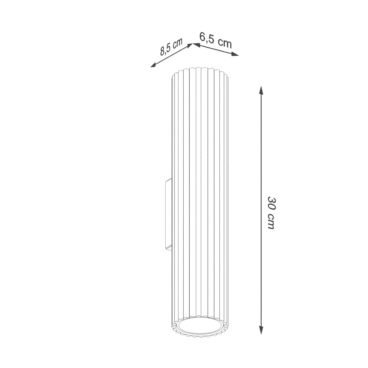 Twin Ribbed Wall Light Up Down - GU10 Cylindrical Bedside Reading Spotlight