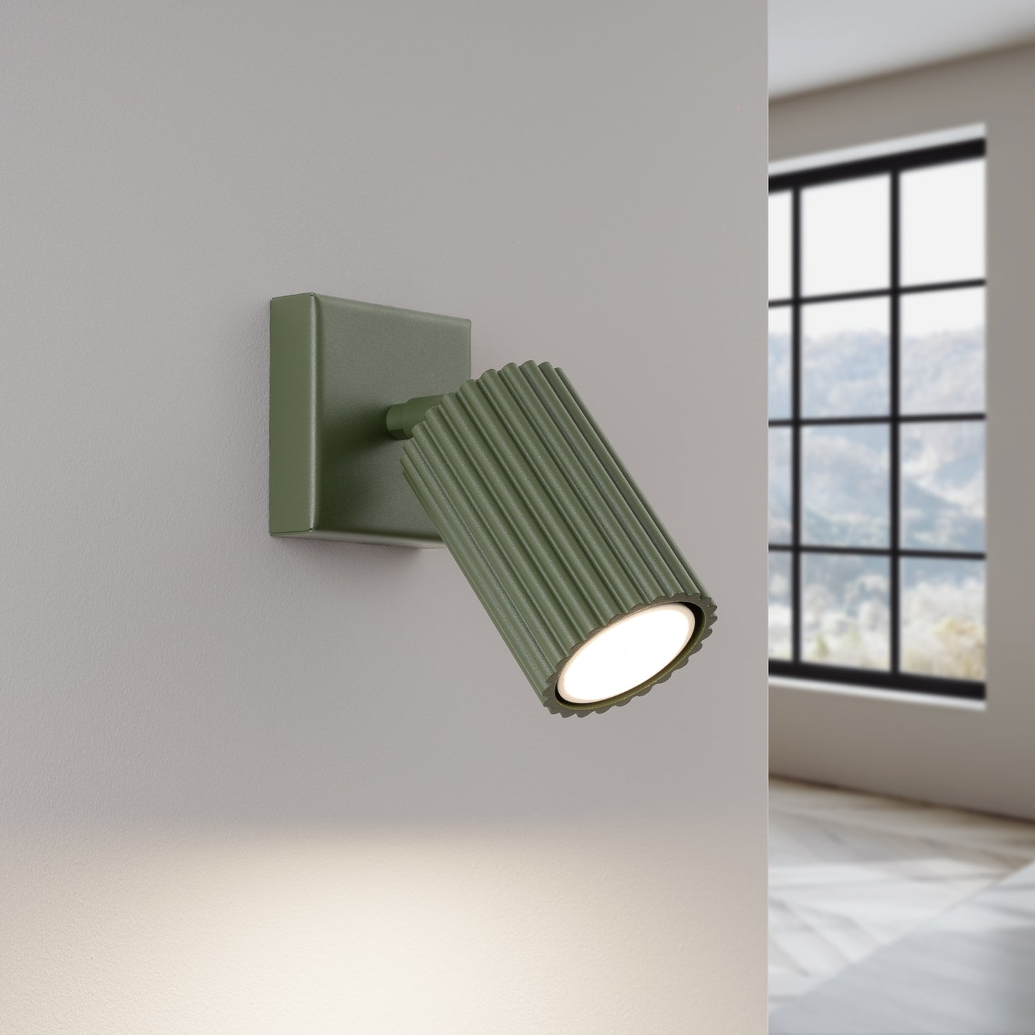 Ribbed Tube Wall Light - Adjustable GU10 Spotlight Bedside Reading Lamp