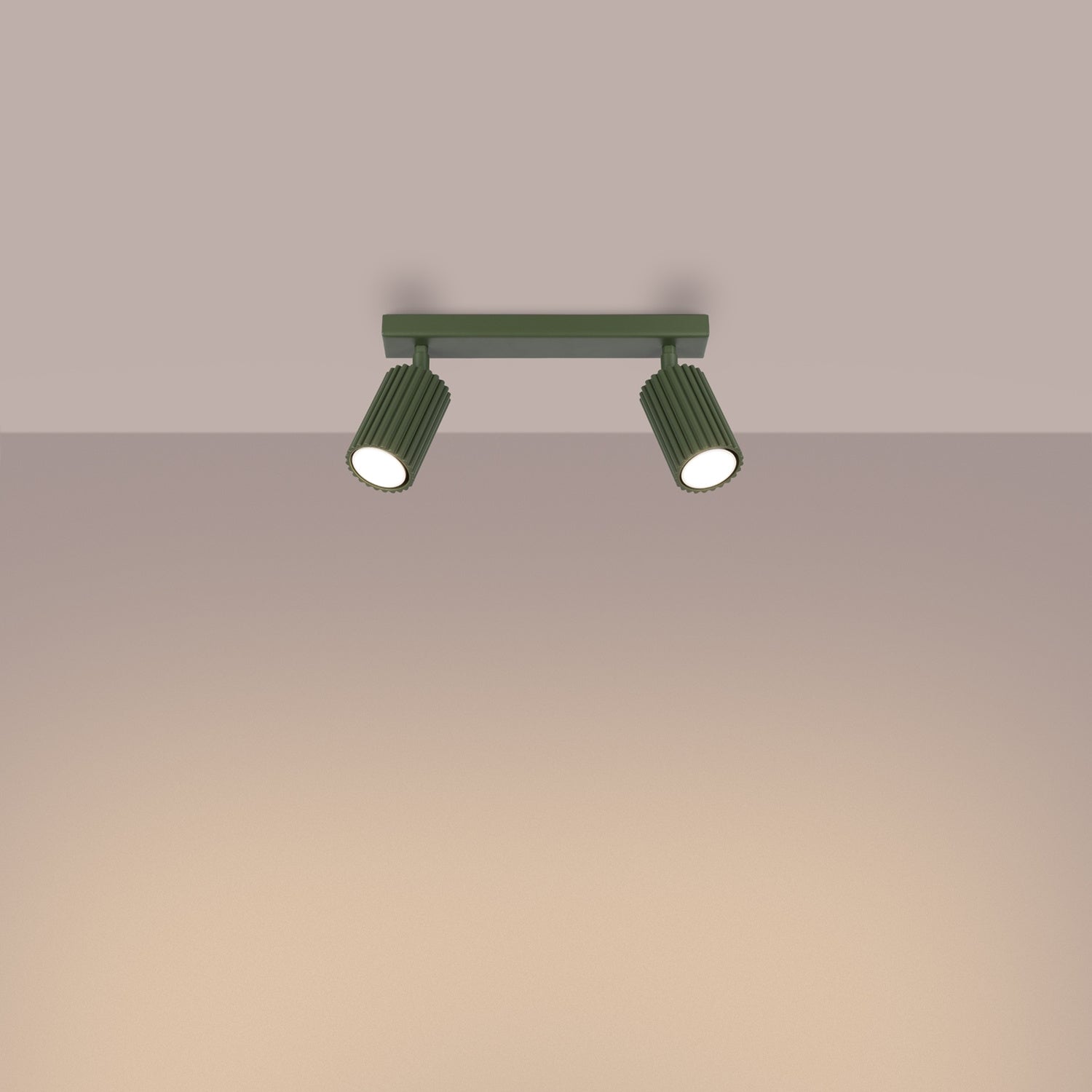 Twin Ribbed Surface Spotlight - 2 Light GU10 Adjustable Ceiling Bar Kitchen