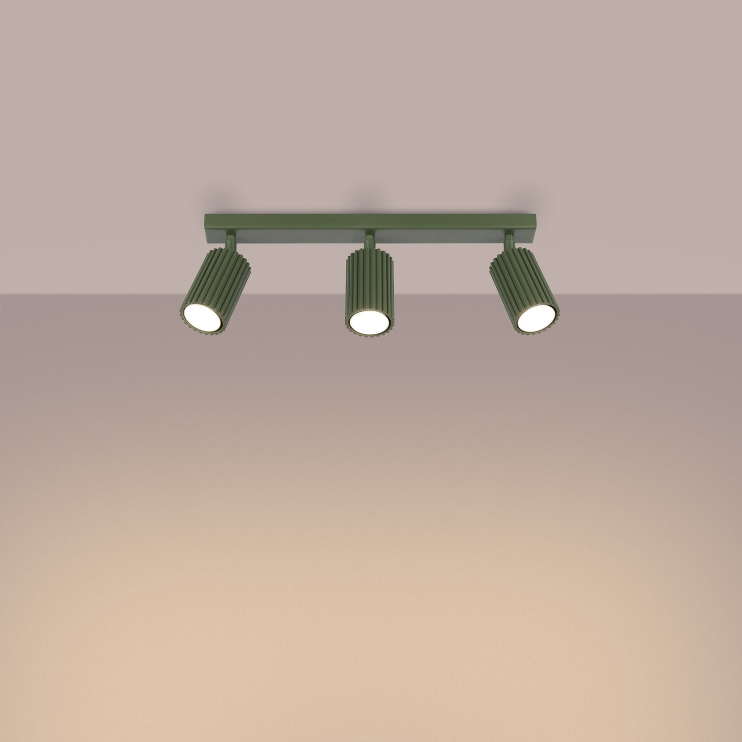 Triple Ribbed Spotlight Bar - 3 Light GU10 Linear Adjustable Ceiling Kitchen