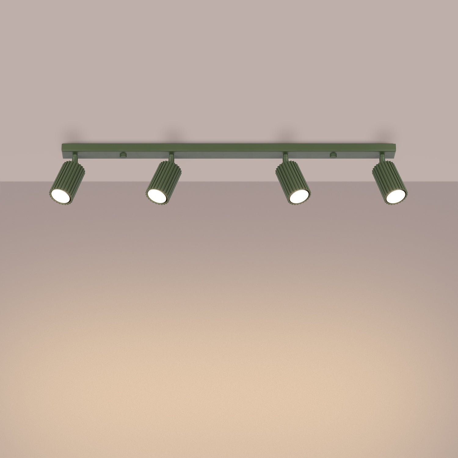 Four Light Ribbed Spotlight Bar - GU10 Linear Track Ceiling Kitchen Island