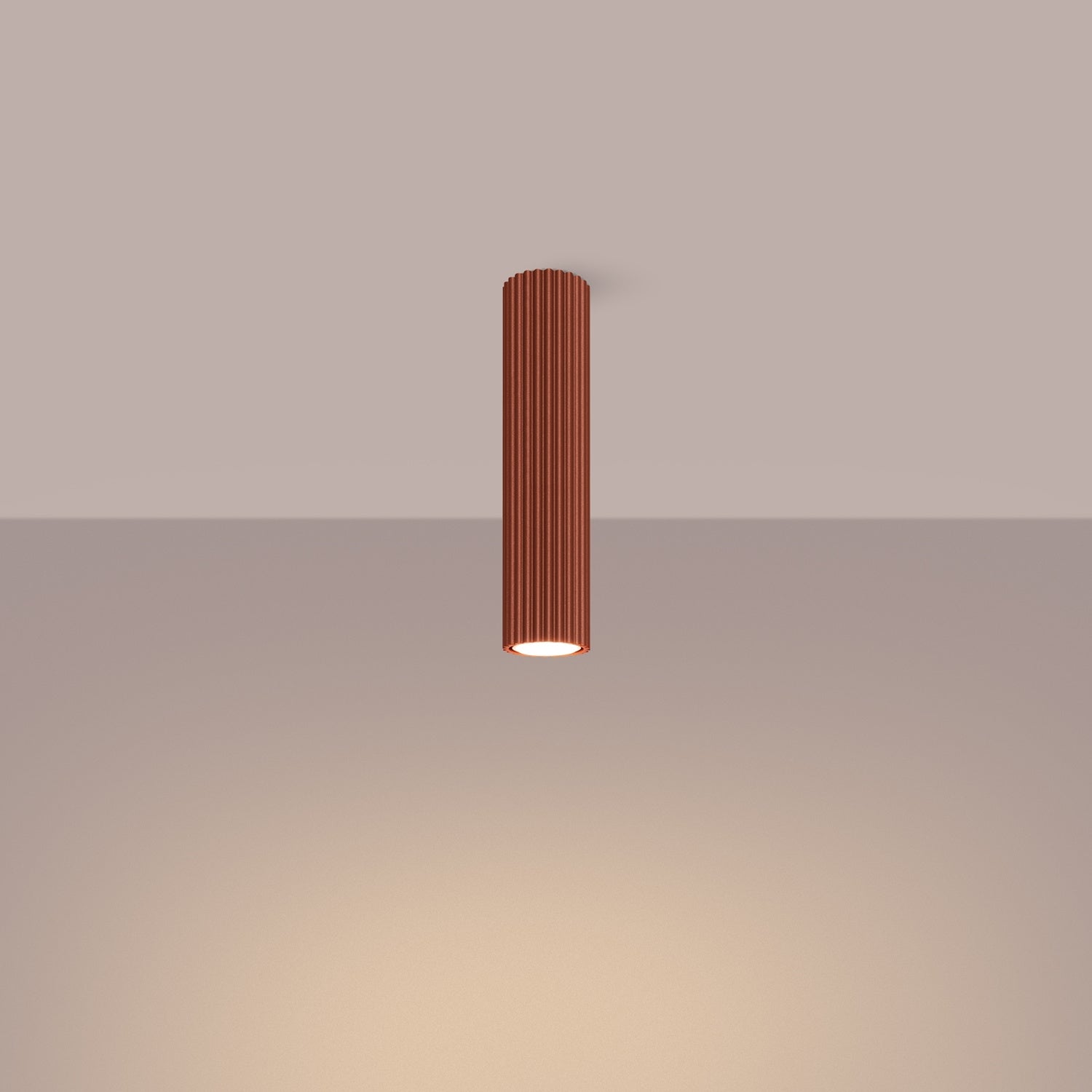Tall Ribbed Cylinder Ceiling Spotlight - GU10 Surface Downlight Hallway