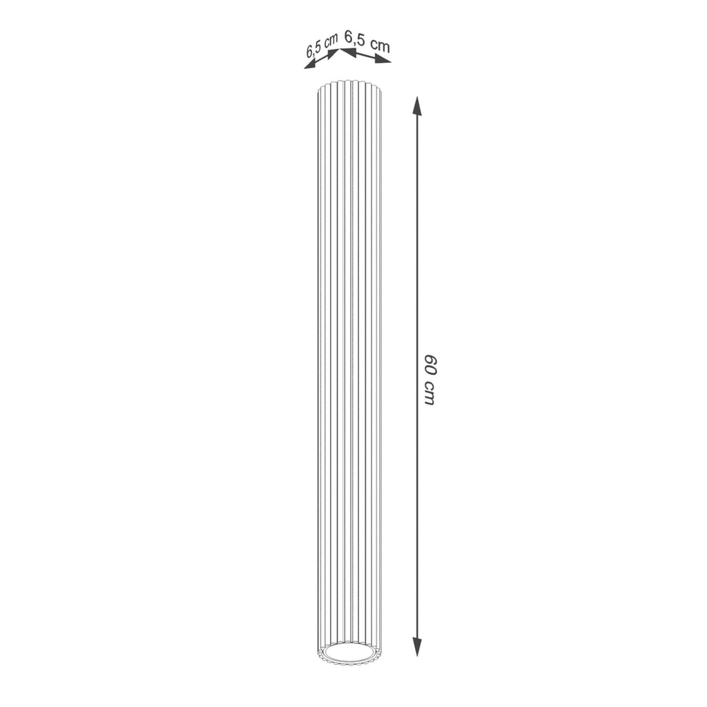 Pillar Ribbed Cylinder Ceiling Light 60cm - GU10 Statement Surface Downlight