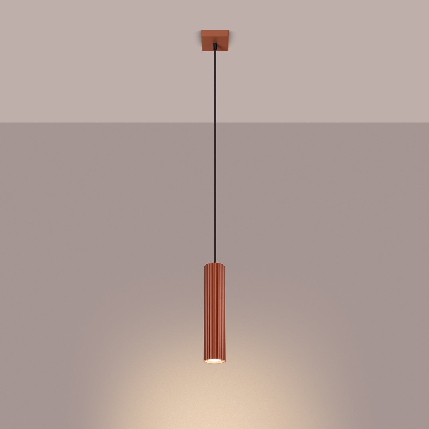Ribbed Cylinder Pendant Light - GU10 Hanging Spotlight Kitchen Island Bedside