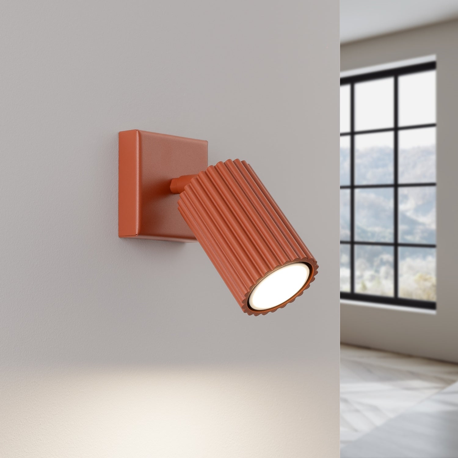 Ribbed Tube Wall Light - Adjustable GU10 Spotlight Bedside Reading Lamp