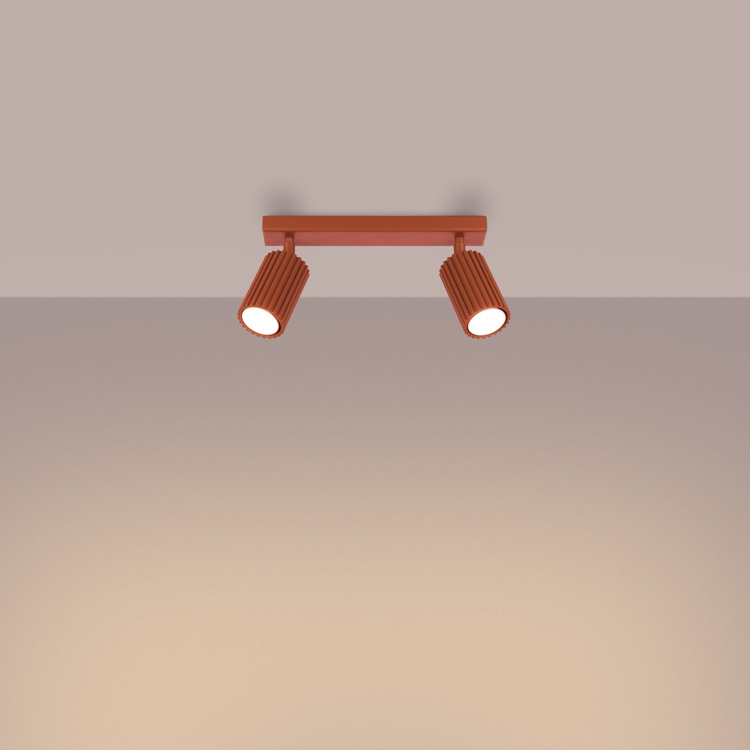 Twin Ribbed Surface Spotlight - 2 Light GU10 Adjustable Ceiling Bar Kitchen