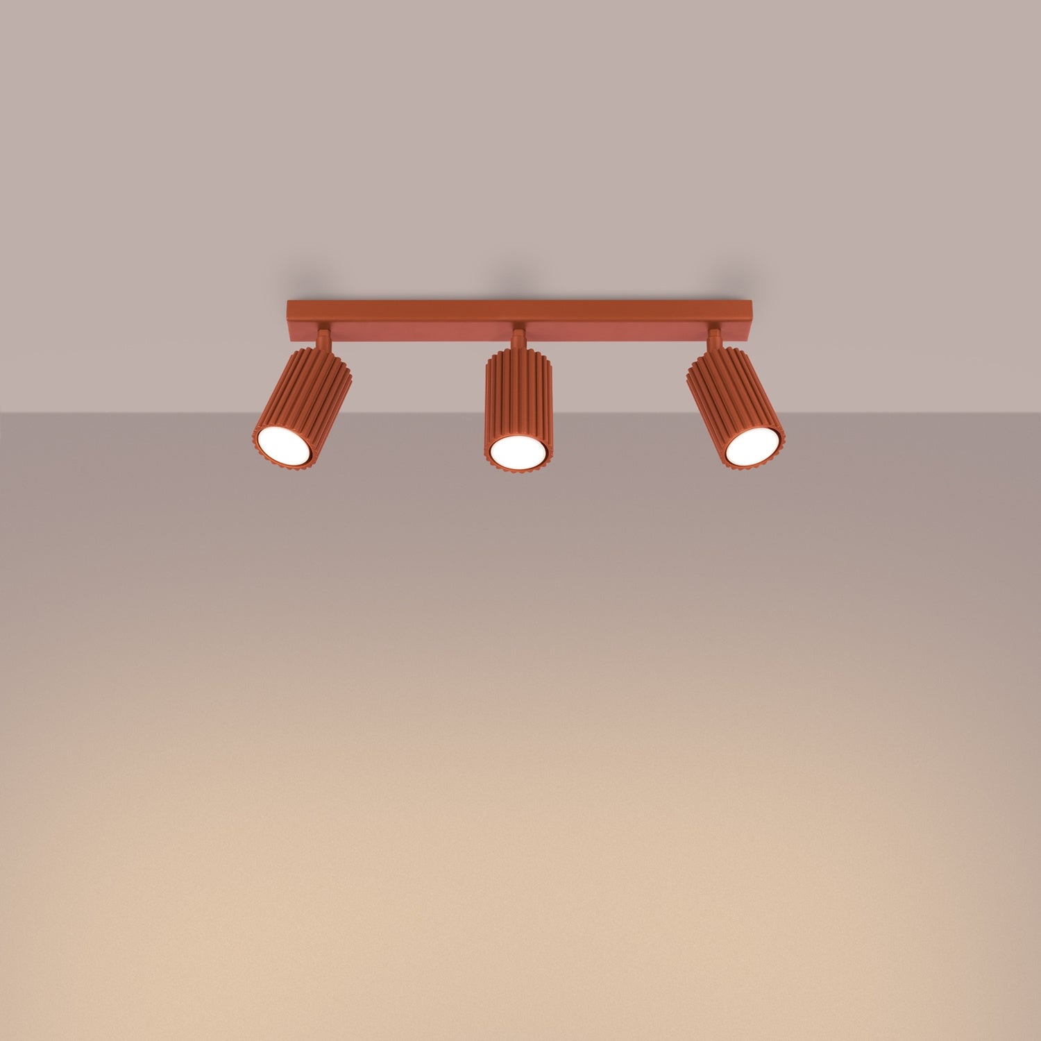 Triple Ribbed Spotlight Bar - 3 Light GU10 Linear Adjustable Ceiling Kitchen