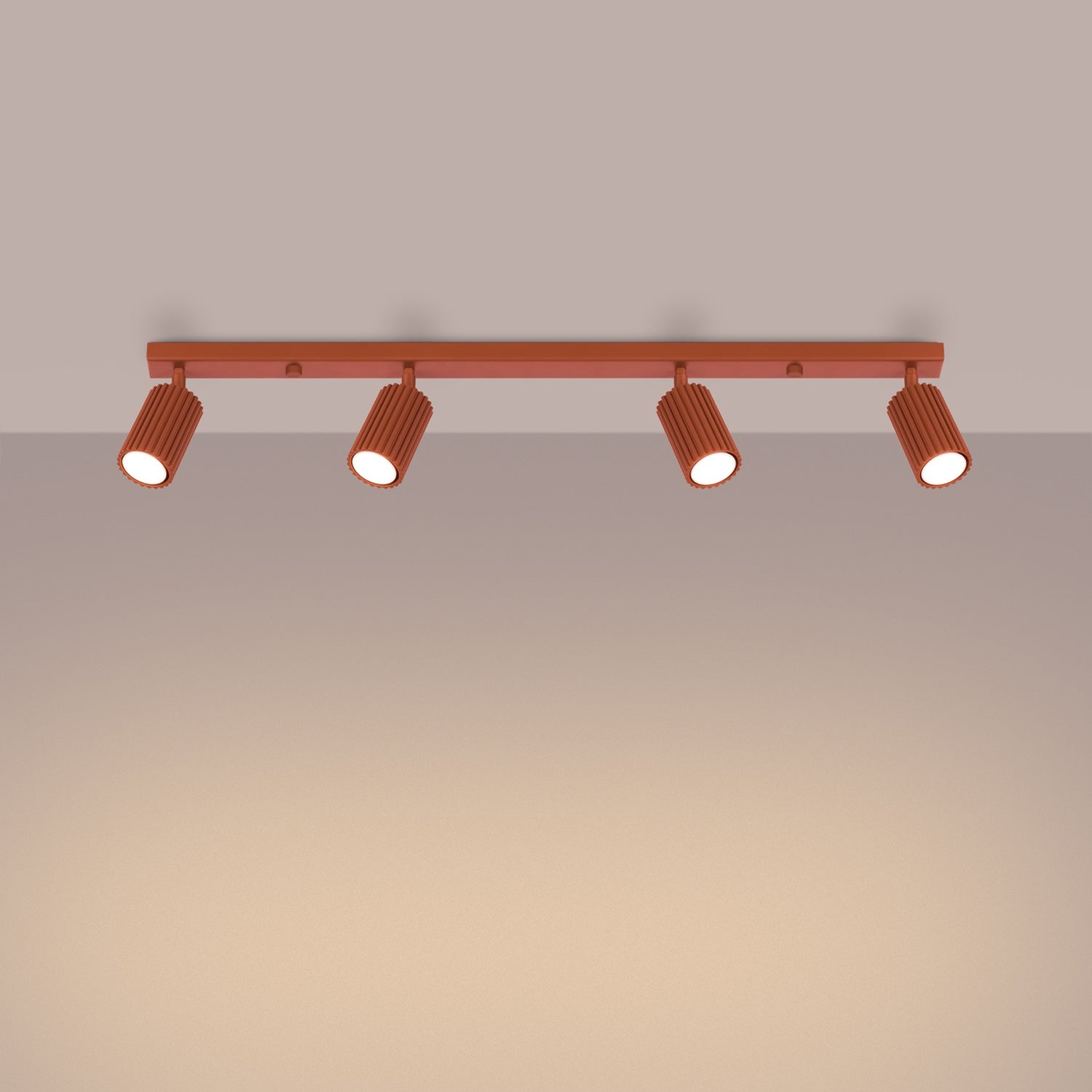 Four Light Ribbed Spotlight Bar - GU10 Linear Track Ceiling Kitchen Island
