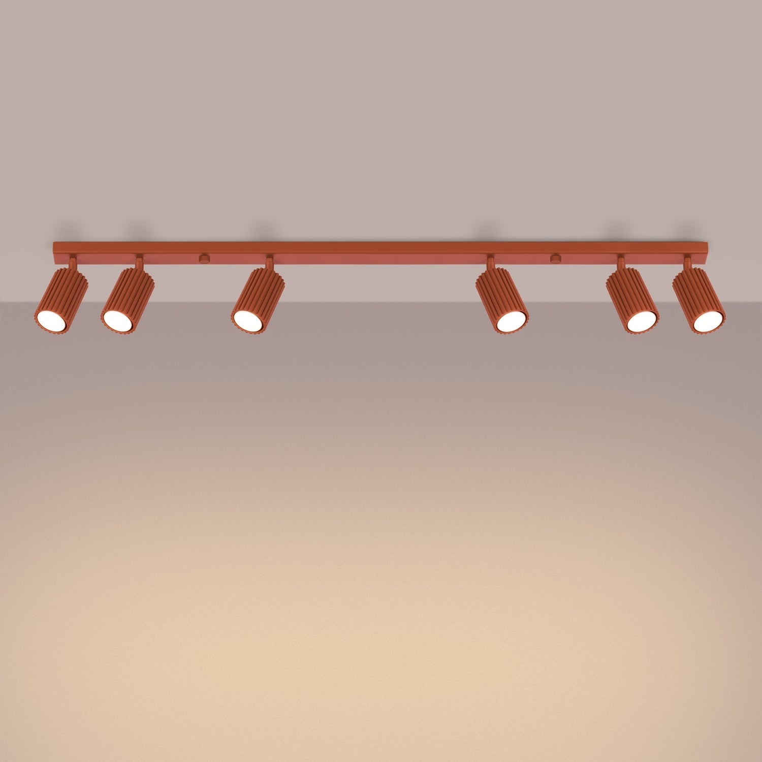 Six Light Ribbed Spotlight Bar - GU10 Linear Track Ceiling Living Room Long
