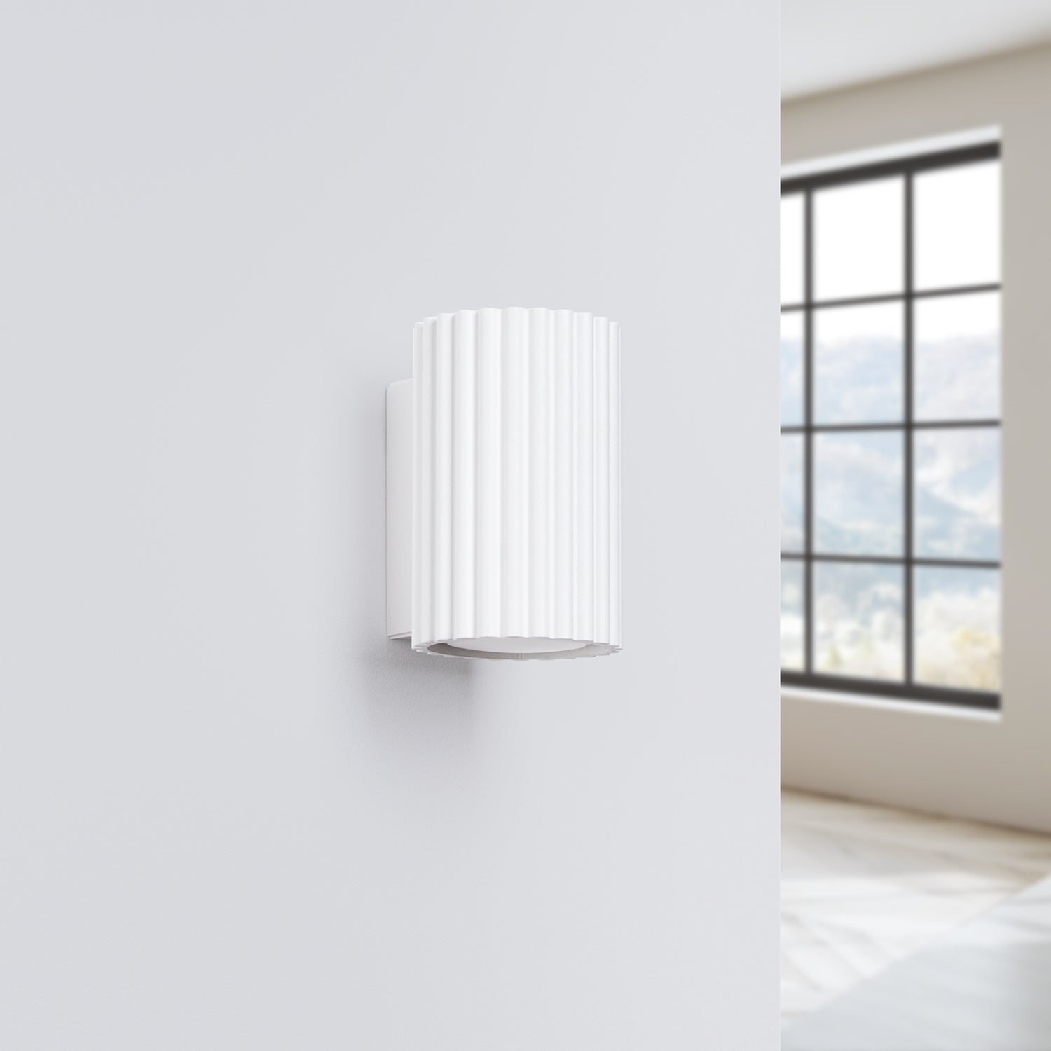 Mini Ribbed Cylinder Wall Light - GU10 Spotlight Hallway Stairwell Sconce