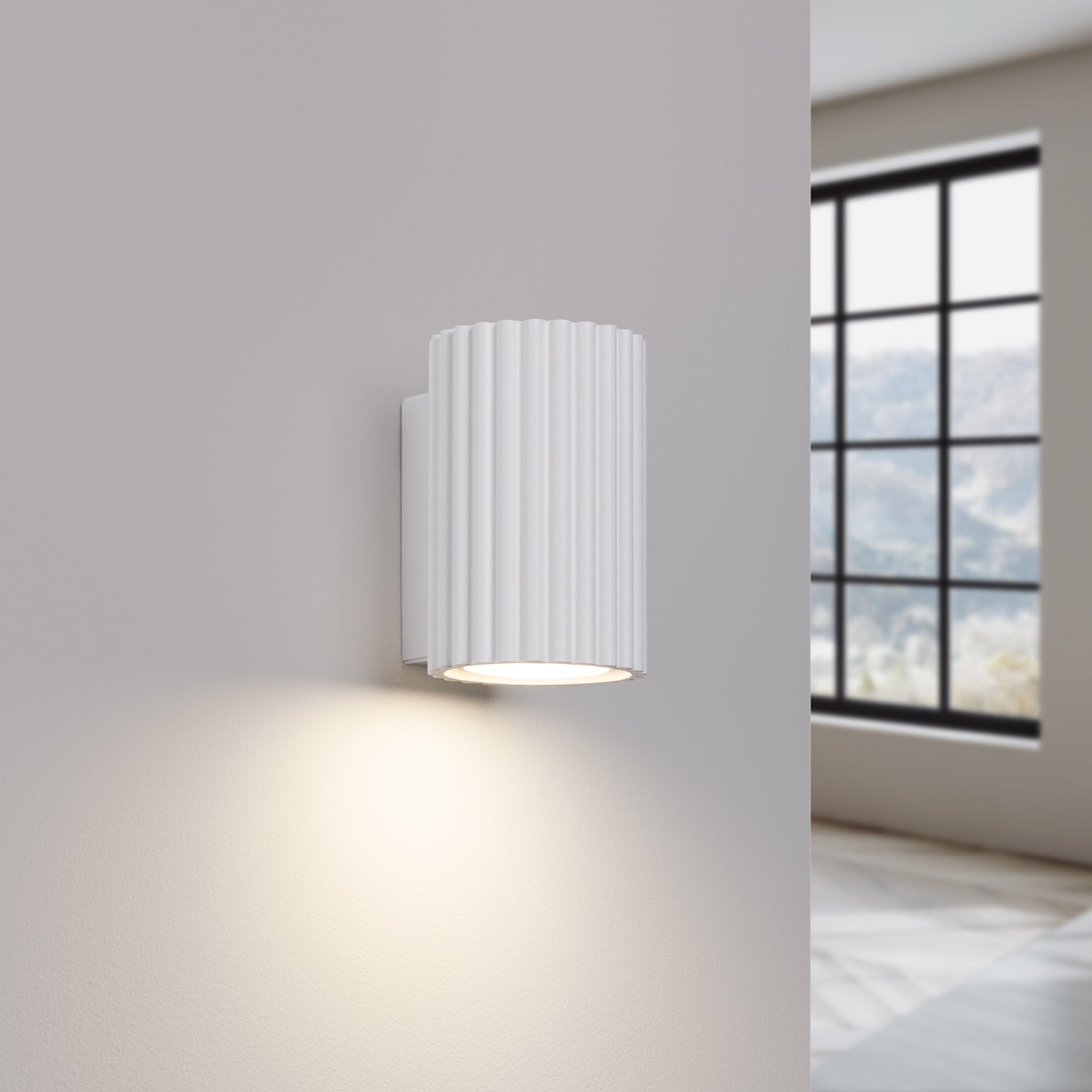 Mini Ribbed Cylinder Wall Light - GU10 Spotlight Hallway Stairwell Sconce