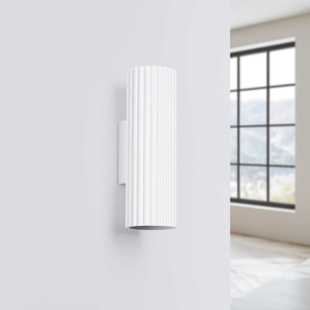 Ribbed Up Down Wall Light - GU10 Cylindrical Spotlight Bedroom Bedside