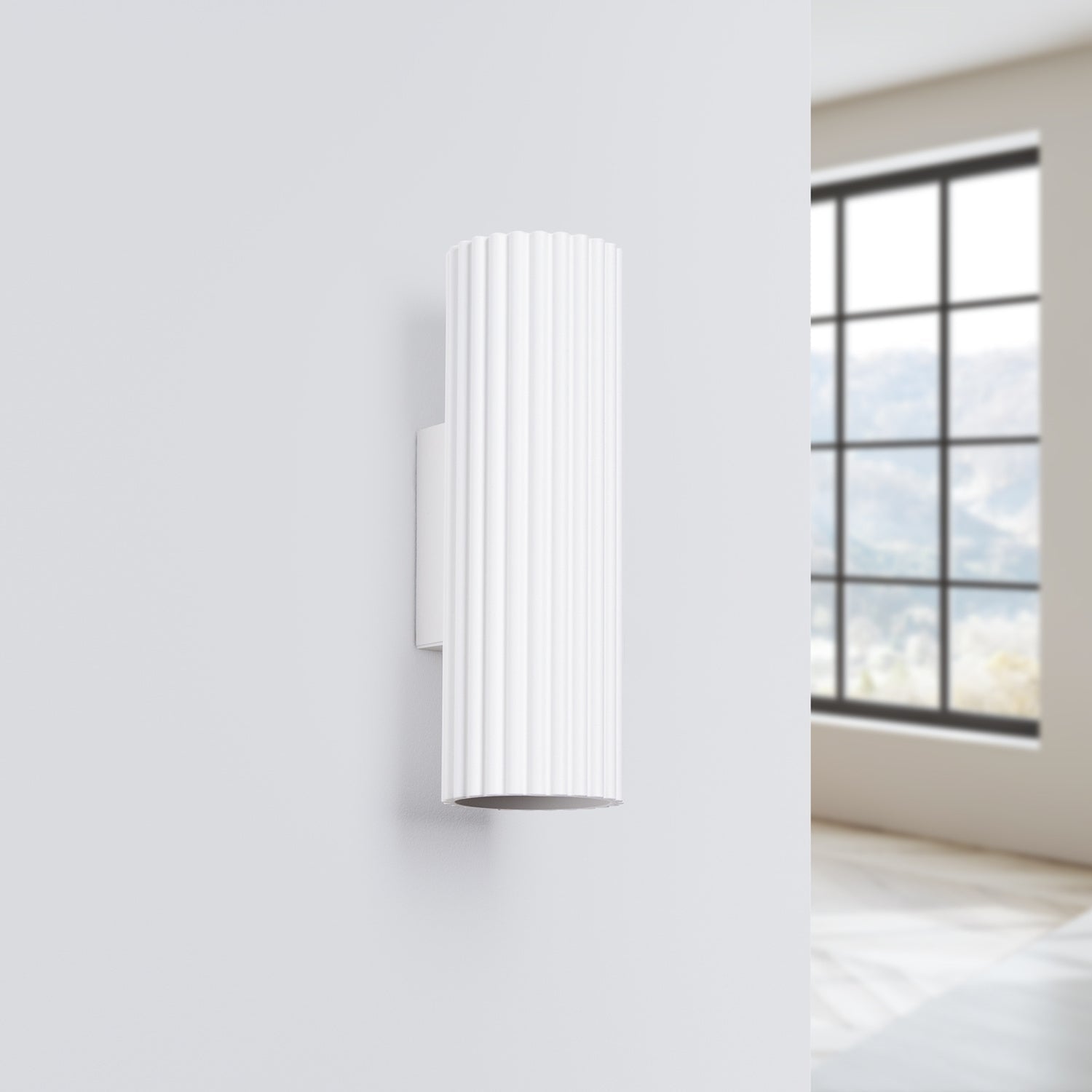 Ribbed Up Down Wall Light - GU10 Cylindrical Spotlight Bedroom Bedside