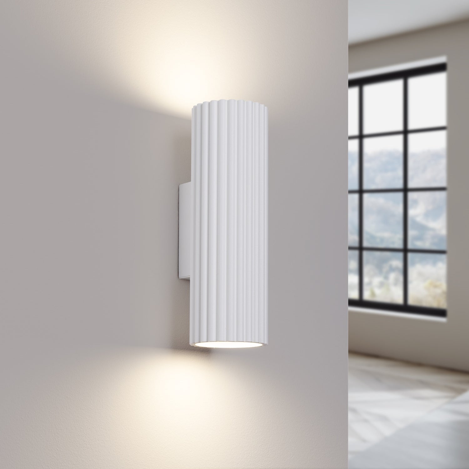 Ribbed Up Down Wall Light - GU10 Cylindrical Spotlight Bedroom Bedside