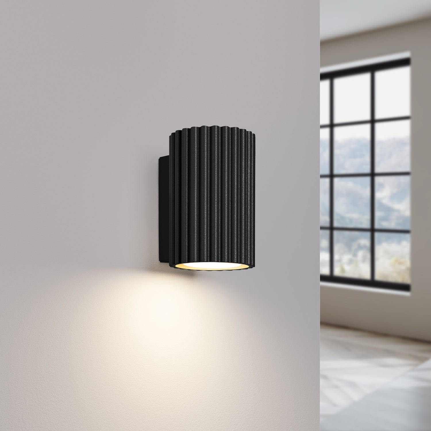Mini Ribbed Cylinder Wall Light - GU10 Spotlight Hallway Stairwell Sconce