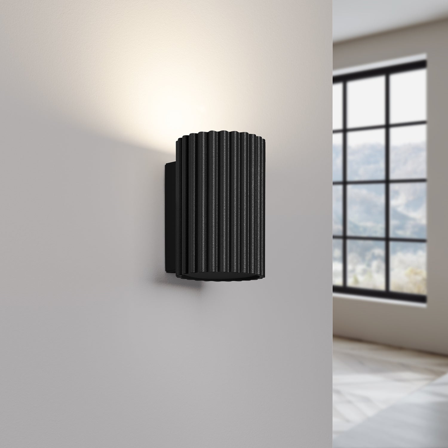 Mini Ribbed Cylinder Wall Light - GU10 Spotlight Hallway Stairwell Sconce