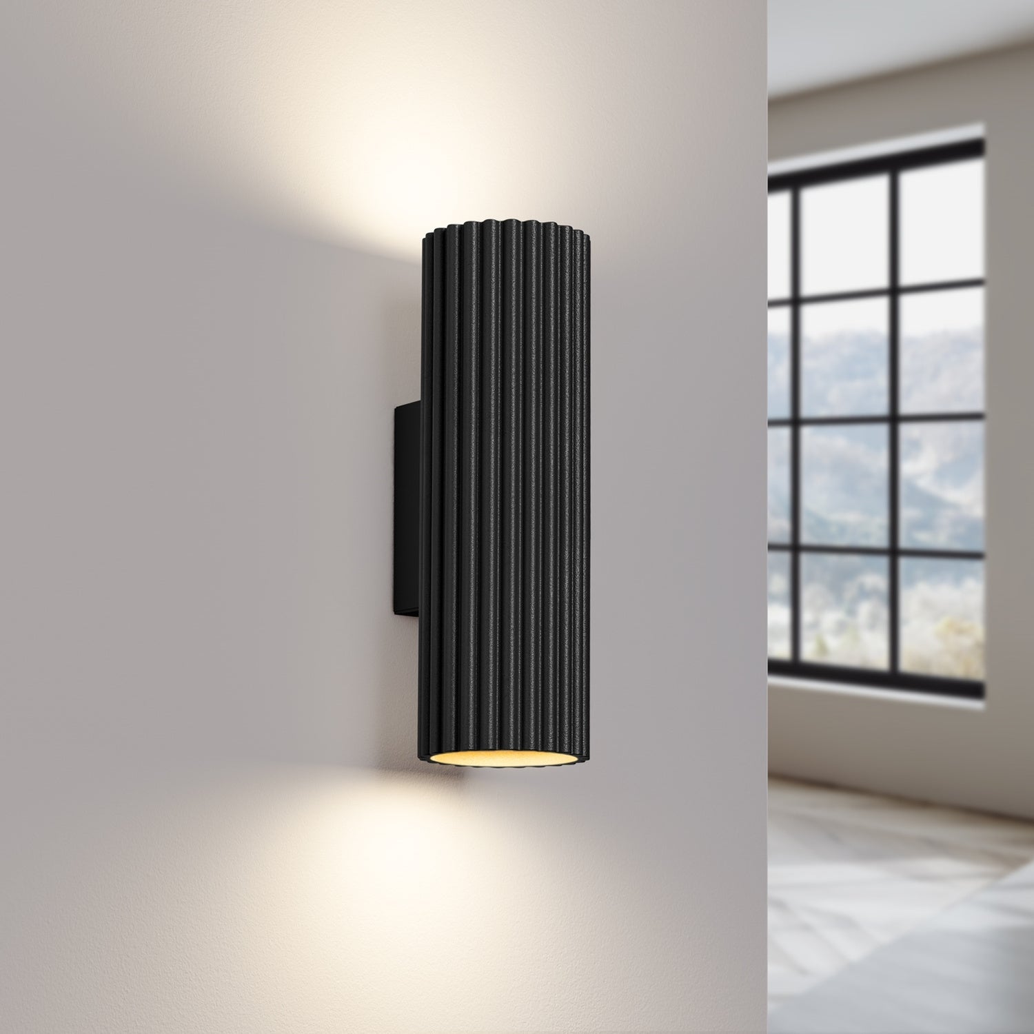 Ribbed Up Down Wall Light - GU10 Cylindrical Spotlight Bedroom Bedside