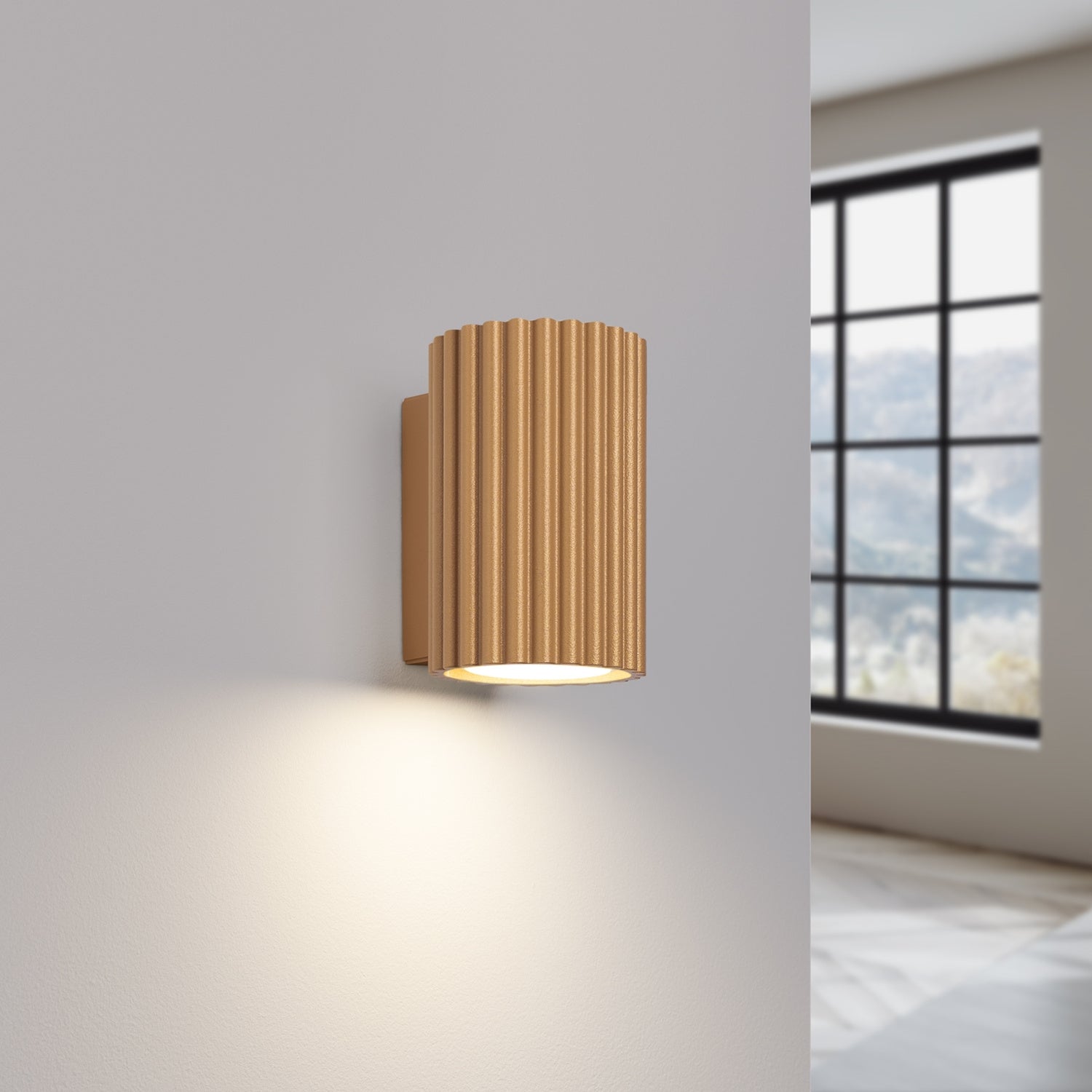 Mini Ribbed Cylinder Wall Light - GU10 Spotlight Hallway Stairwell Sconce