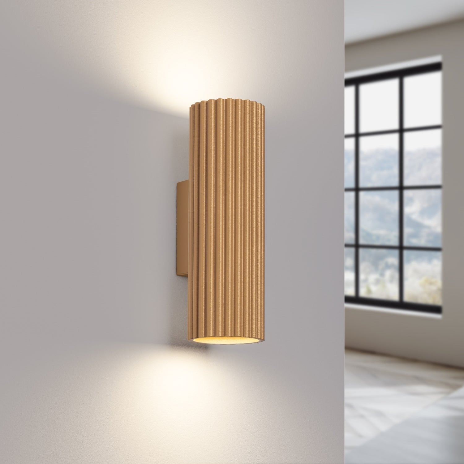 Ribbed Up Down Wall Light - GU10 Cylindrical Spotlight Bedroom Bedside