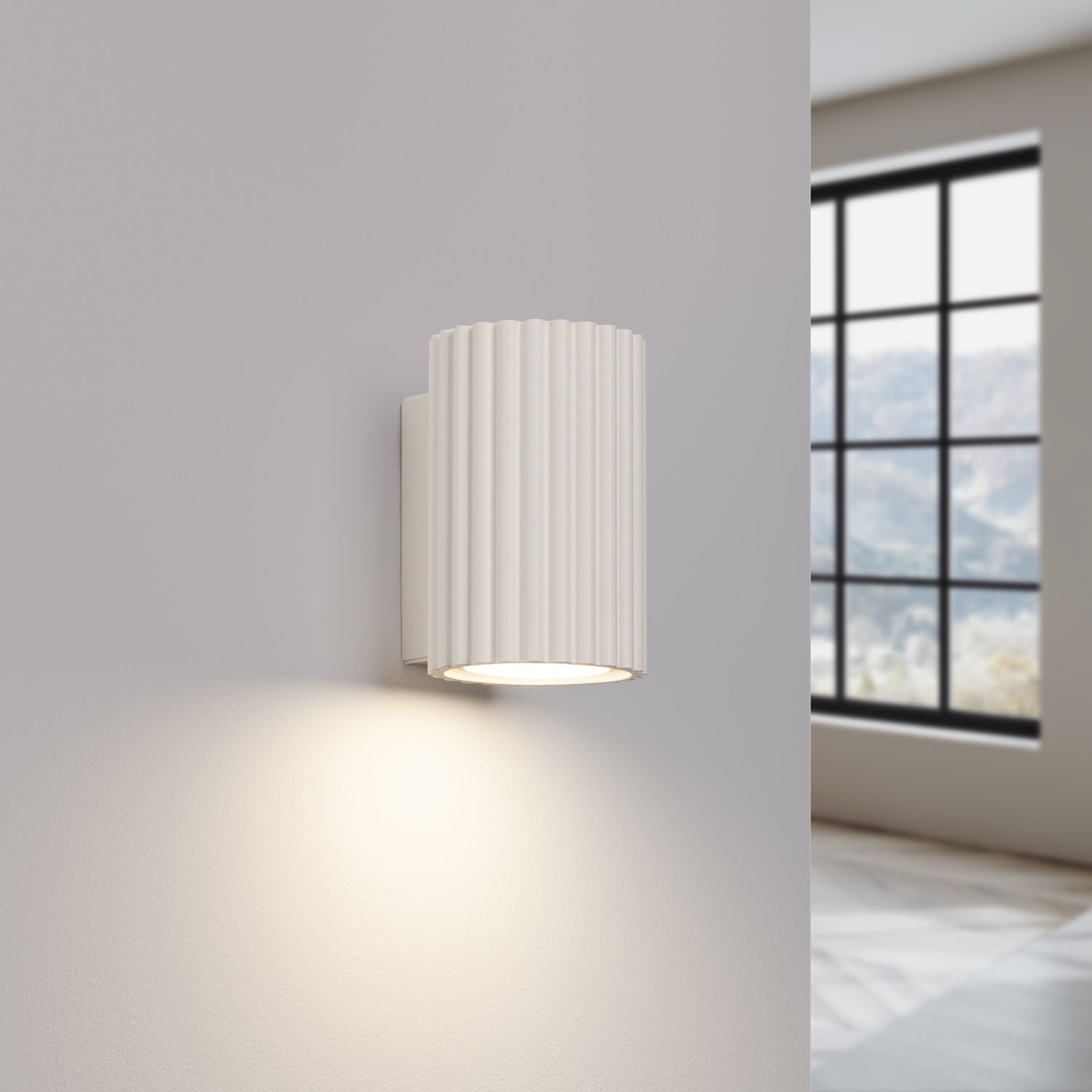 Mini Ribbed Cylinder Wall Light - GU10 Spotlight Hallway Stairwell Sconce