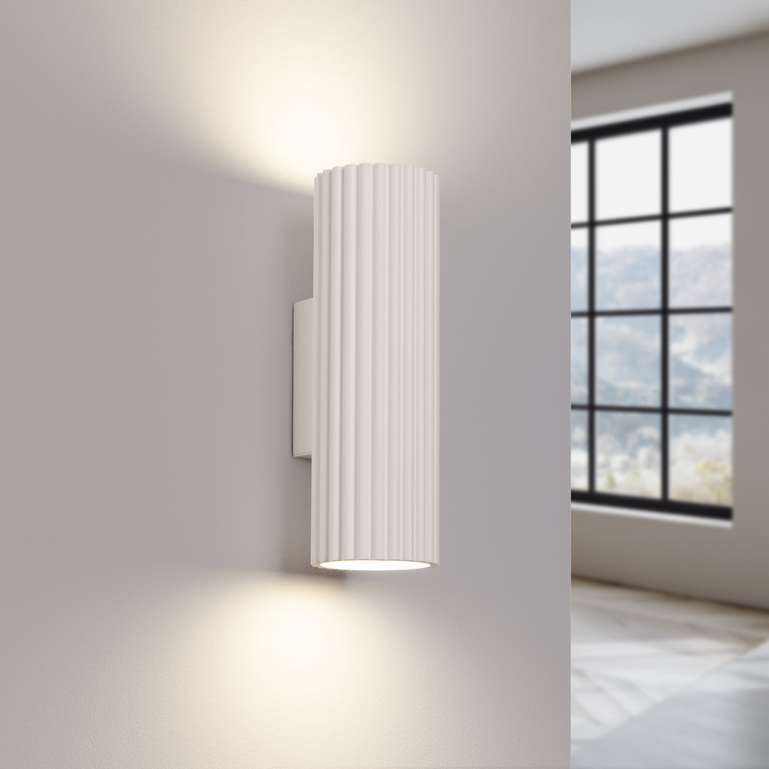 Ribbed Up Down Wall Light - GU10 Cylindrical Spotlight Bedroom Bedside
