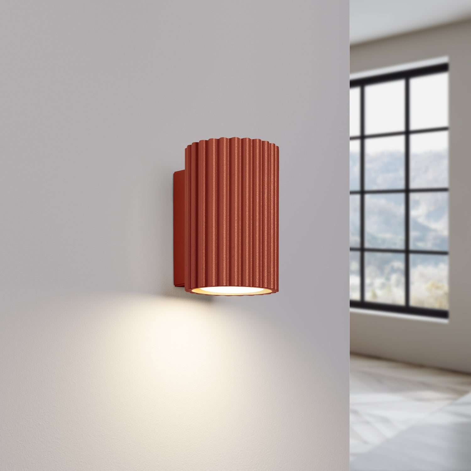 Mini Ribbed Cylinder Wall Light - GU10 Spotlight Hallway Stairwell Sconce