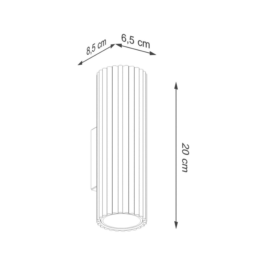 Ribbed Up Down Wall Light - GU10 Cylindrical Spotlight Bedroom Bedside