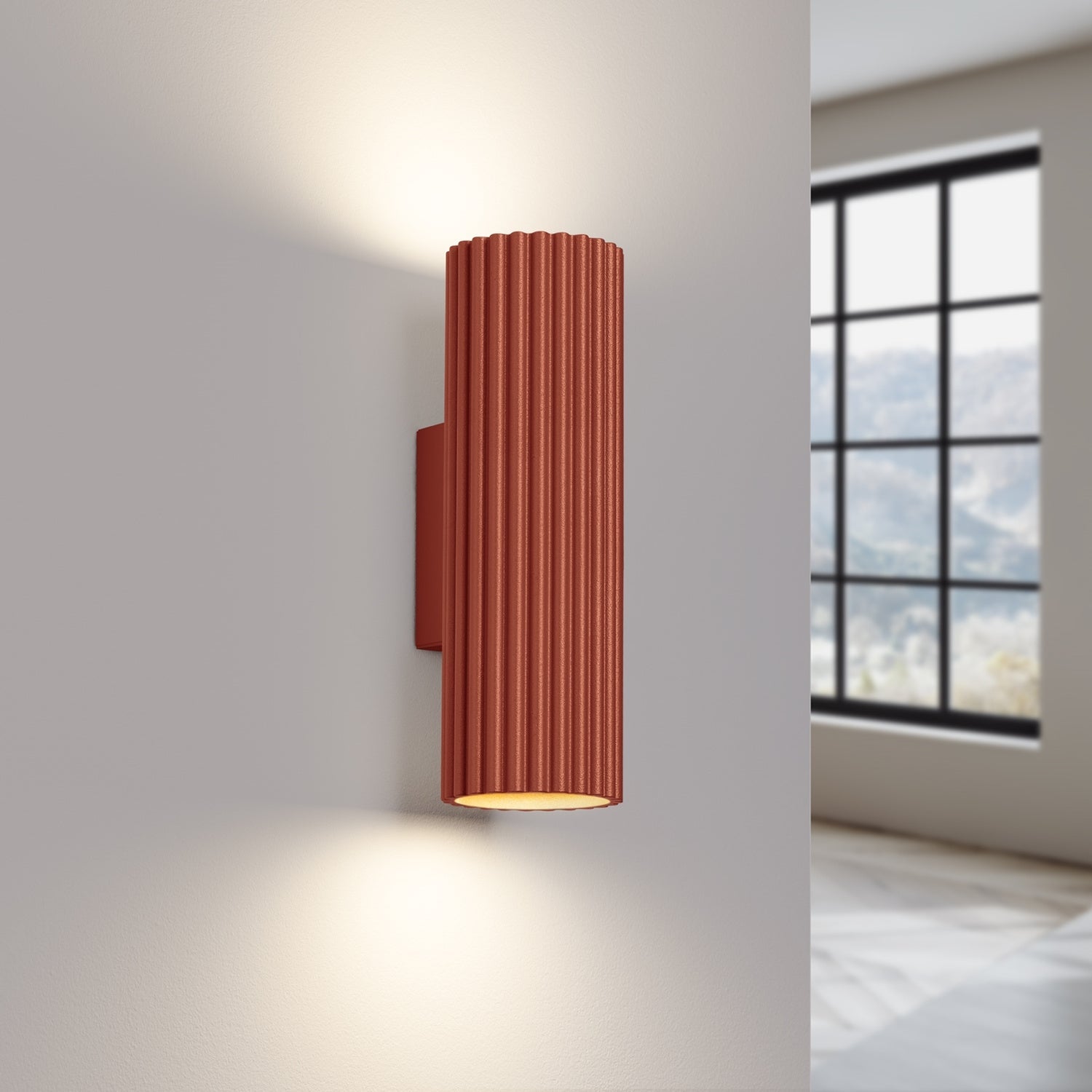 Ribbed Up Down Wall Light - GU10 Cylindrical Spotlight Bedroom Bedside