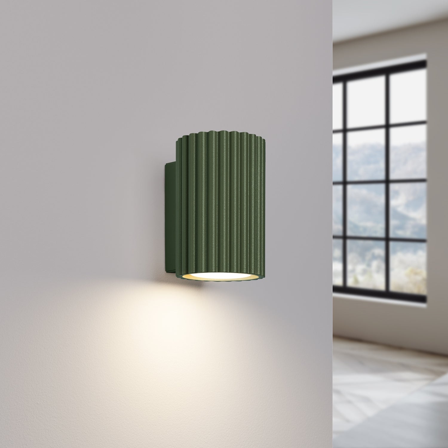Mini Ribbed Cylinder Wall Light - GU10 Spotlight Hallway Stairwell Sconce