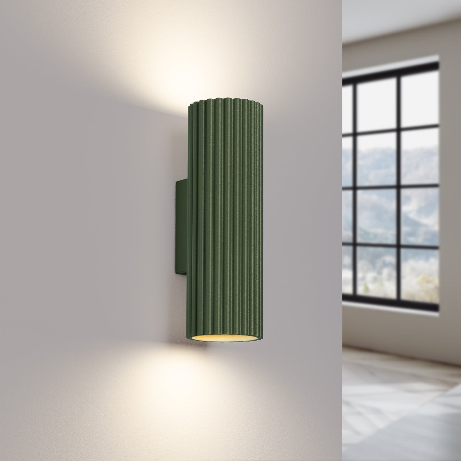 Ribbed Up Down Wall Light - GU10 Cylindrical Spotlight Bedroom Bedside